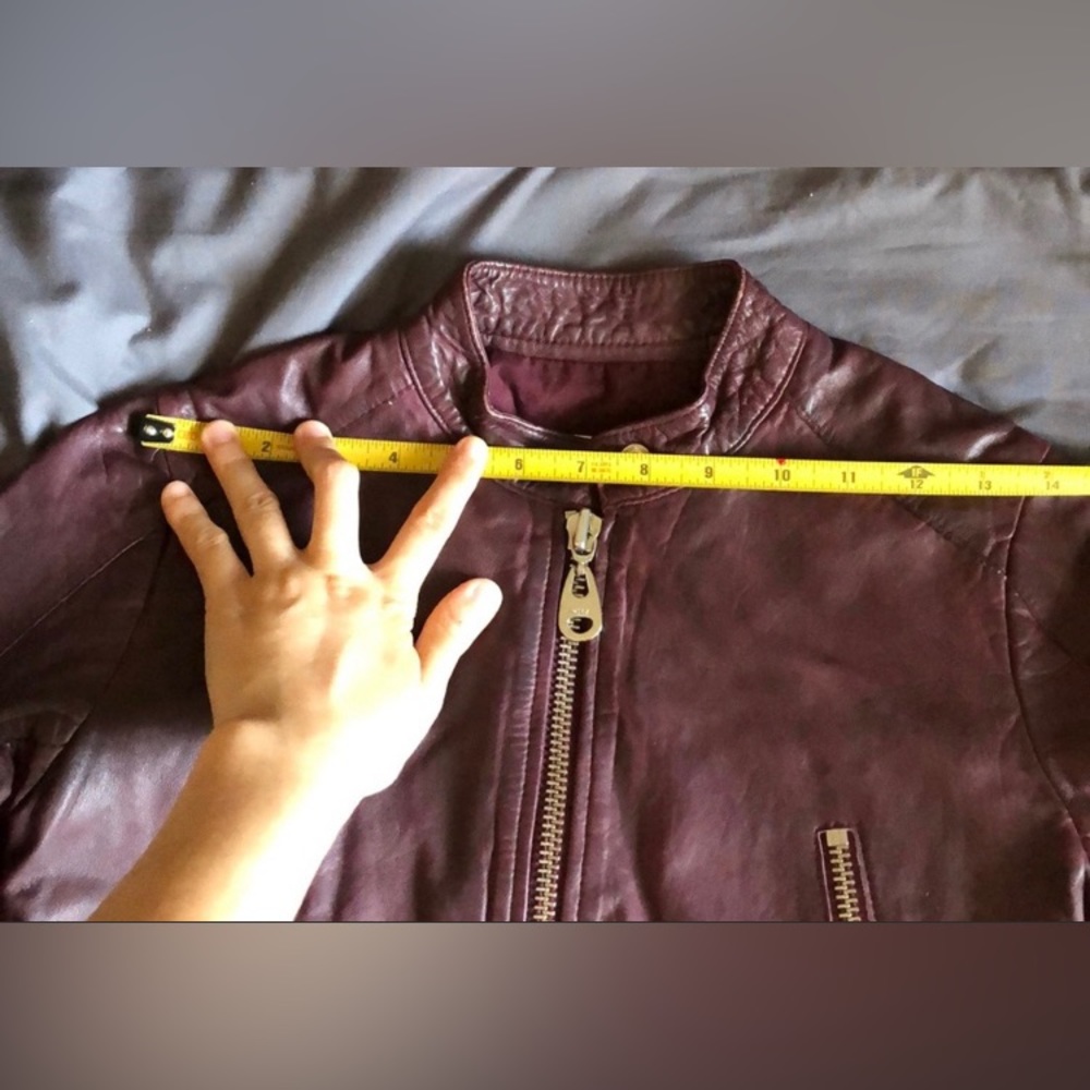DOMA Biker Real Lamb Nappa Leather Jacket XS - Burgundy/Oxblood - Picture 5 of 9